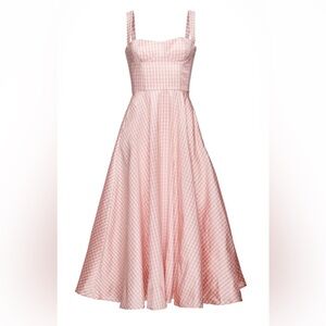 Lesea Berry Daphne Dress Pink Gingham Bustier Midi Sold Out Size 2 $890 Retail